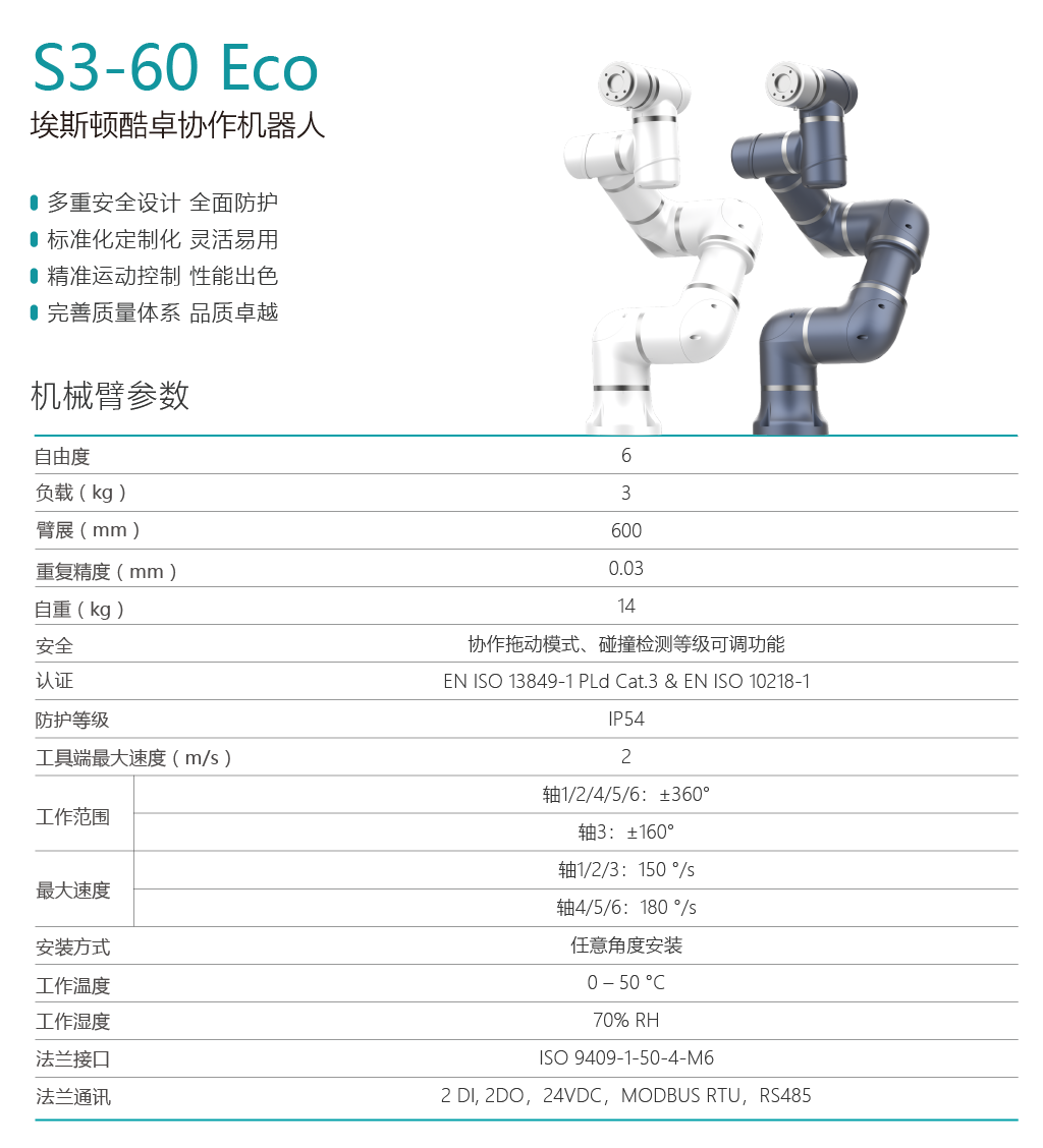 埃斯顿协作机器人S3-60 Eco 图片1